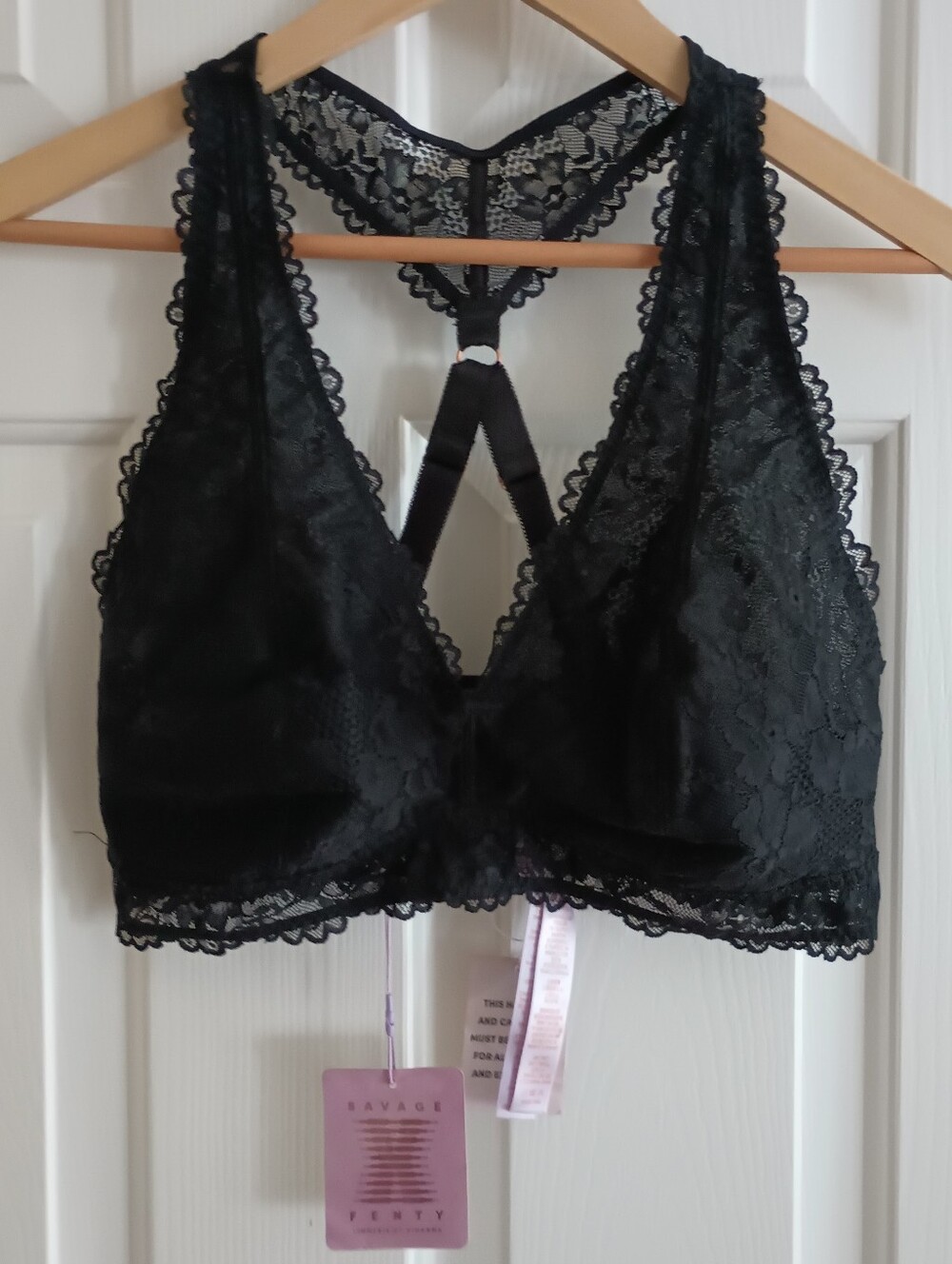 Savage x Fenty Floral Racerback Bra, Color: Black Caviar, Size 1X